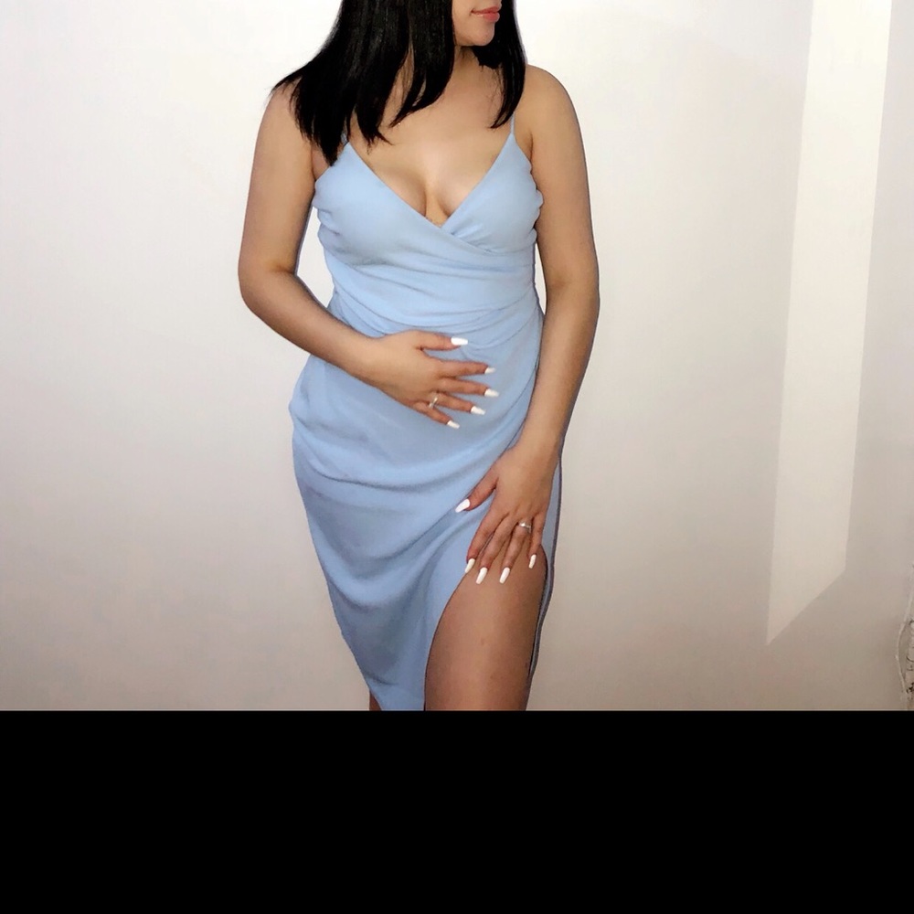 Baby blue dress.
